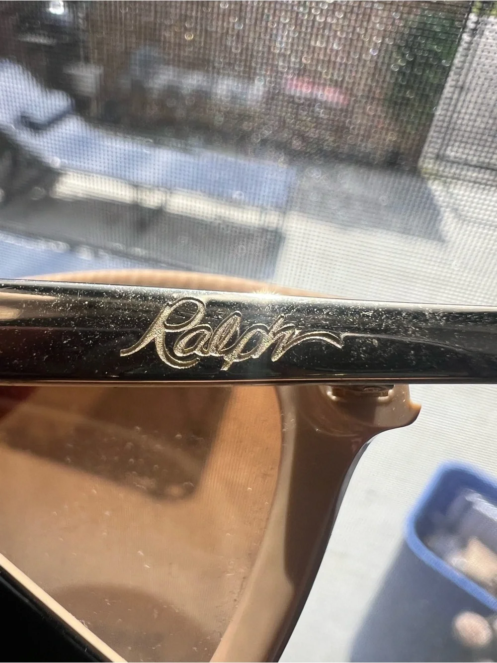 Ralph Lauren Beige Frame Sunglasses with Black Temples